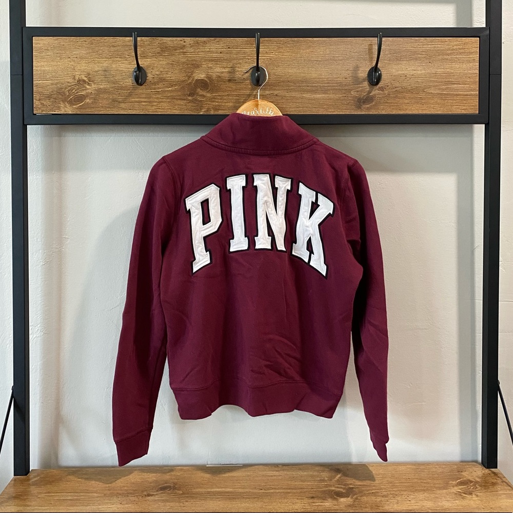 Maroon PINK Quarter Zip Sweatshirt